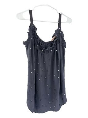 Rebecca Taylor Silk Gray Mirrored Embellished Tank Top 6